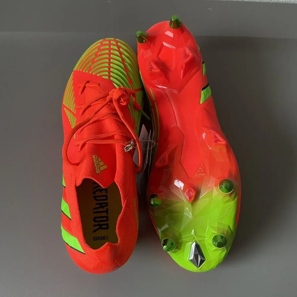 Adidas Predator Edge.1 SG Soccer Cleats Solar Red Orange Mens Sz 7 / Womens Sz 8